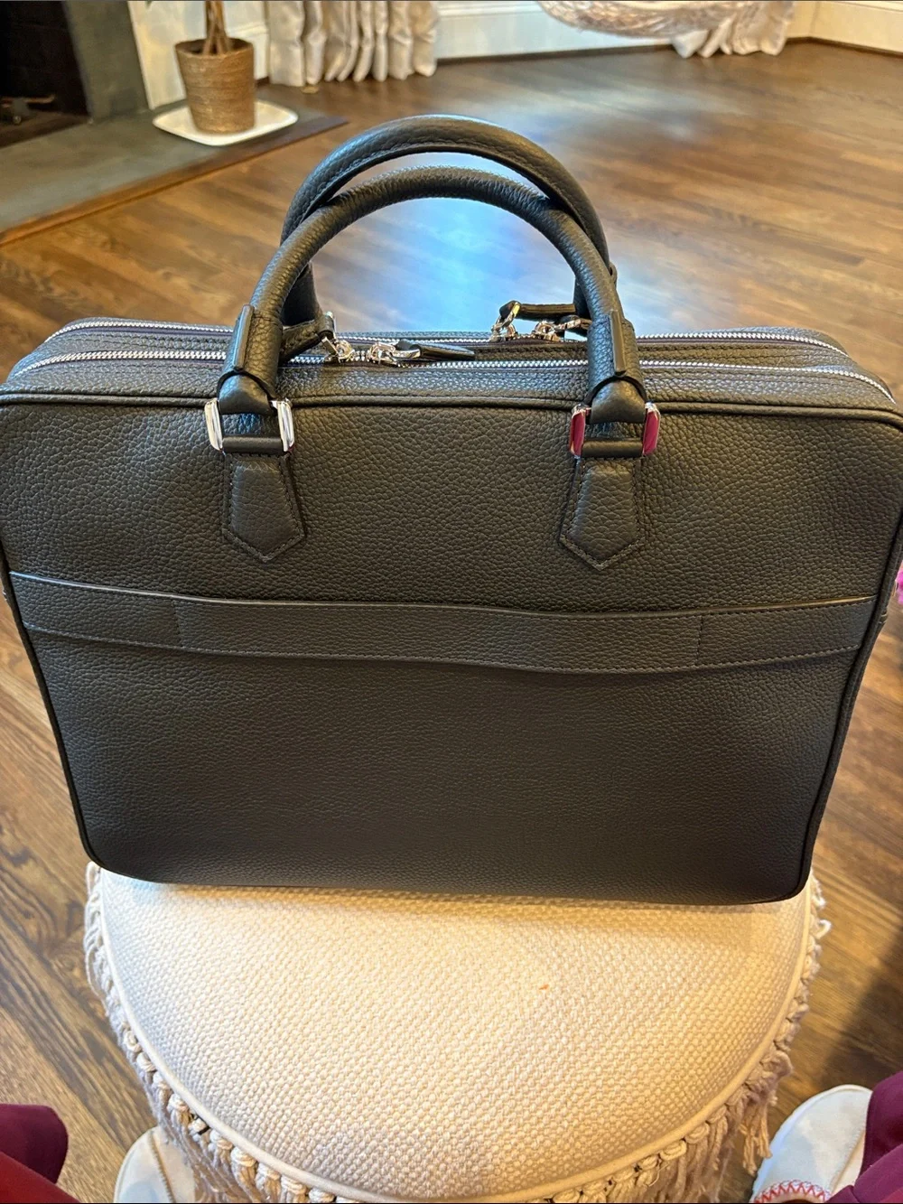 Serapian Double Briefcase in Navy Leather NWT